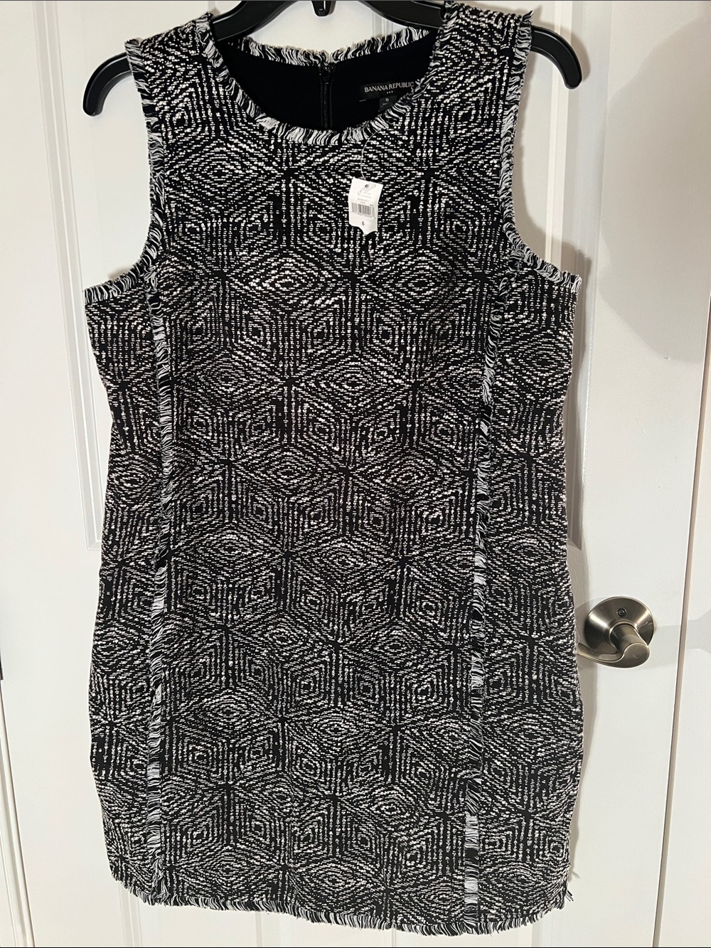 Banana Republic Black & White Geometric Midi Dress